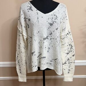 Wooden Ships Cream and Gray V-Neck Sweater